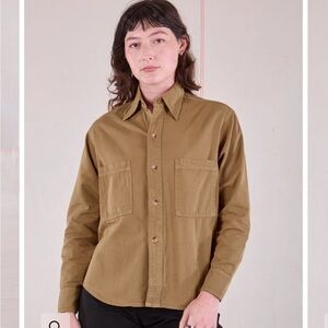 Big Bud Press Cropped Overshirt in Desert Brown size XXS
